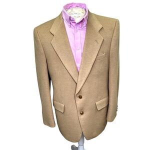 44R Vintage Kuppenheimer Soft Tan Camel Hair 2-Button Sport Coat Blazer Jacket